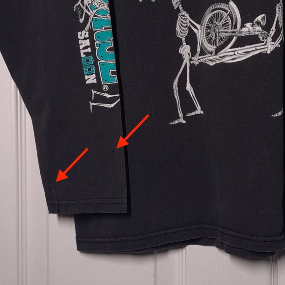 VINTAGE Iron Horse Saloon Skeleton Scrapyard USED Long Sleeve Shirt (L, 1996) - Picture 9 of 9